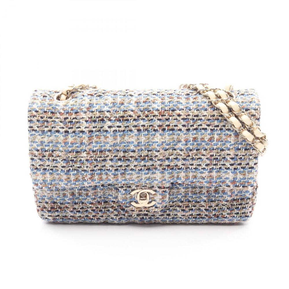 Chanel Matelasse Double Flap Shoulder Bag Blue Multicolor
